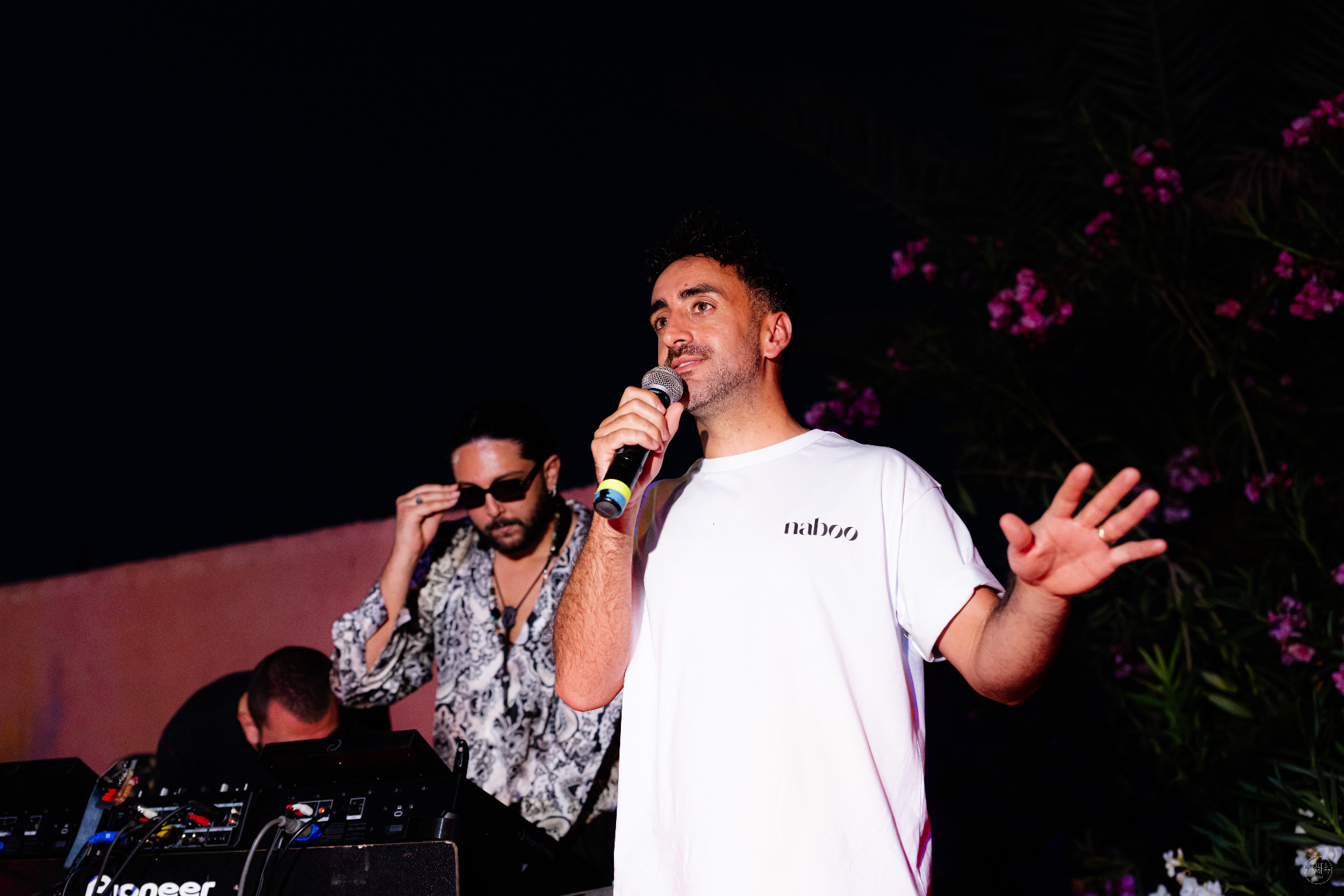 On the mic at the after-party