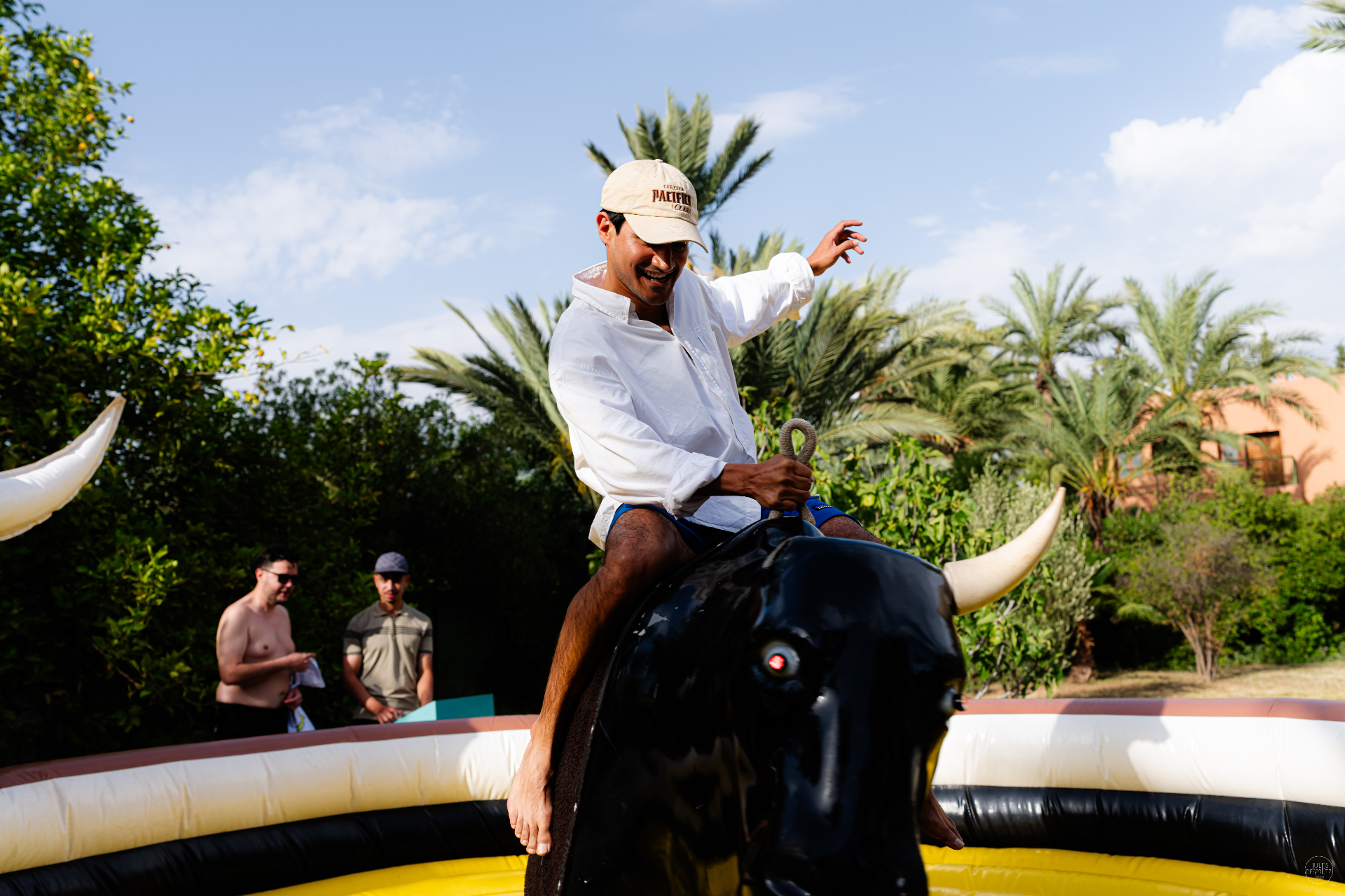 Mechanical bull laughter